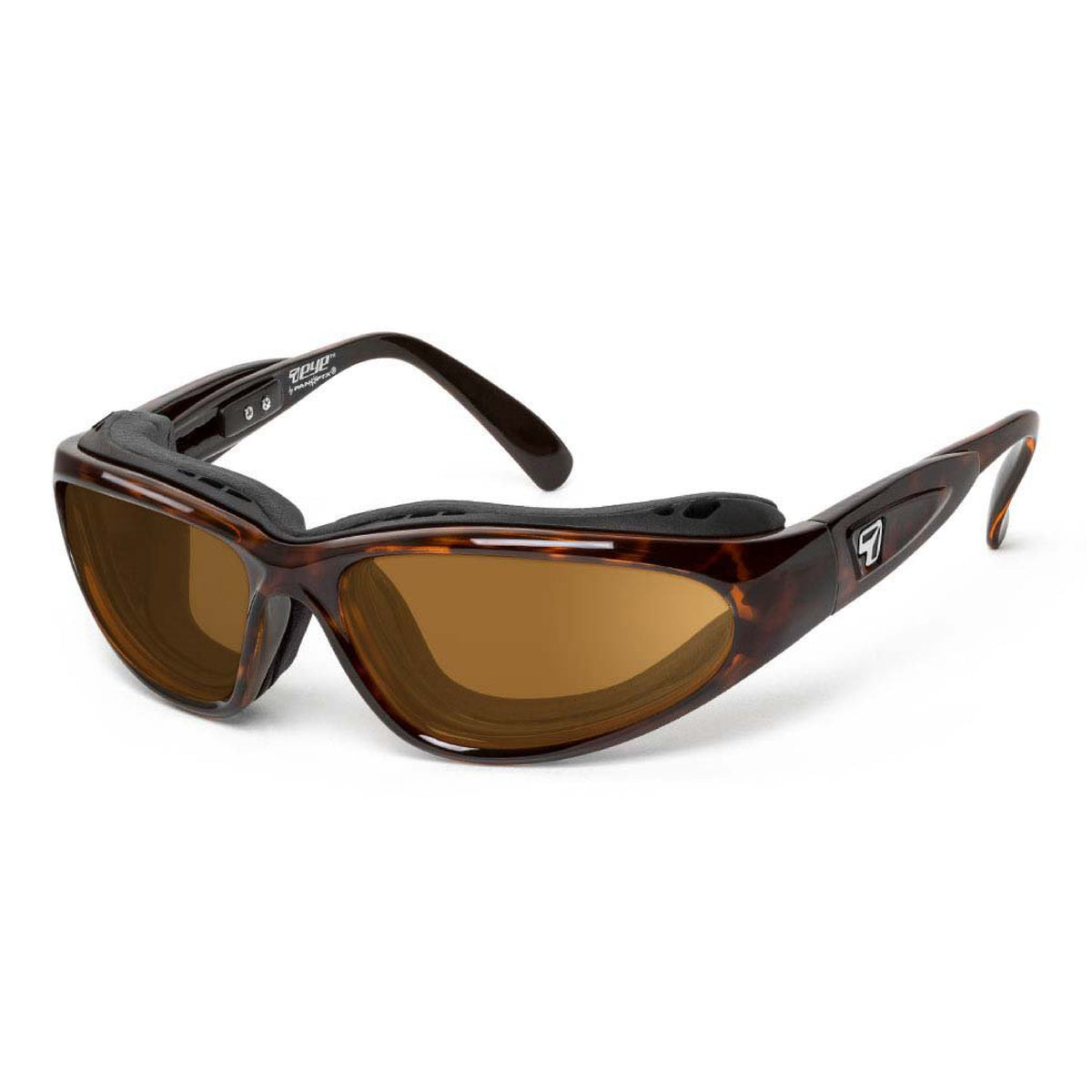 7eye Cape AirShield motorcycle eyewear and Dry Eyes with removable wind-blocking eyecup, Dark Tortoise frame with Copper lenses | frame-dark-tortoise | lens-copper