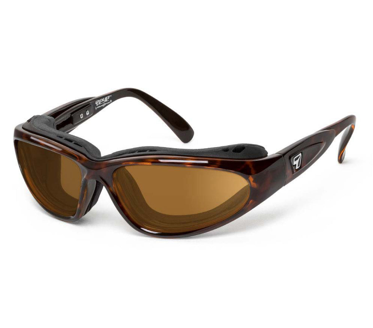 7eye Cape AirShield motorcycle eyewear and Dry Eyes with removable wind-blocking eyecup, Dark Tortoise frame with Polarized Copper lenses | frame-dark-tortoise | lens-polarized-copper