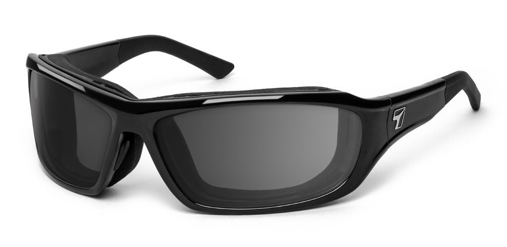 Padded Gray Polarized Motorcycle Sunglasses, Black Matte Padded Frame